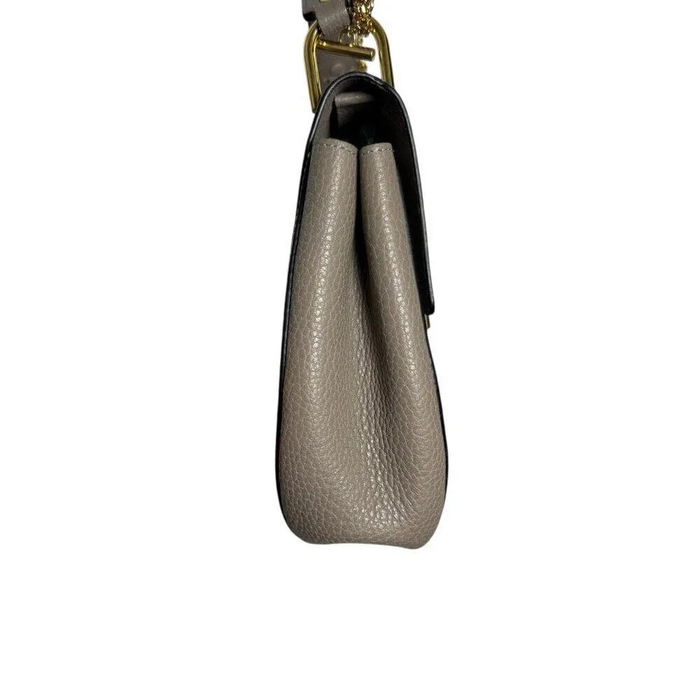 Chloe Drew Grey Pebbled Leather Shoulder Bag Gold Hardware medium